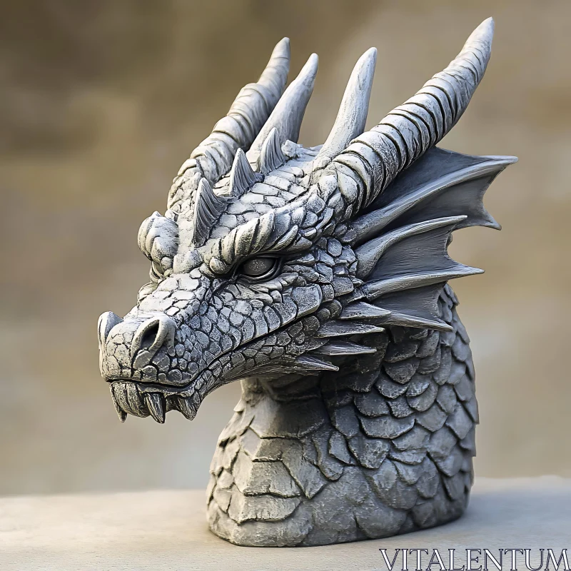 AI ART Stone Dragon Head with Intricate Details