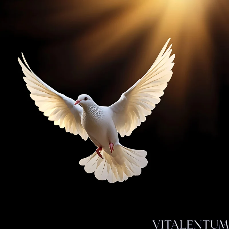 White Dove Flying into the Light AI Image