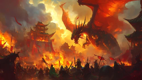 Inferno Dragon Over Ancient Battlefield