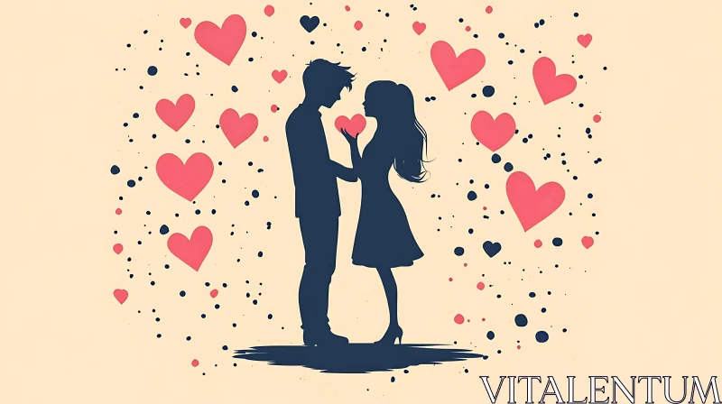 Silhouette of a Couple in Love AI Image