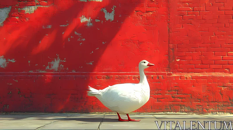 Goose Wandering by Brickwork AI Image