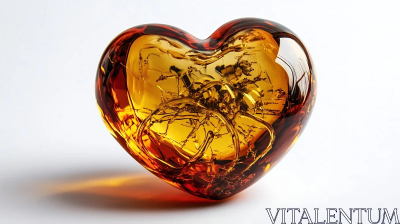 Glass Heart with Warm Amber Tones AI Image