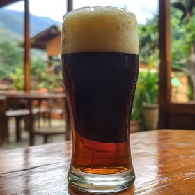 Aromatic Dark Beer in Clear Glass