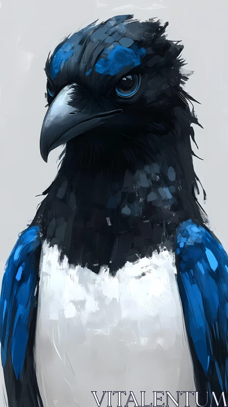 Black and Blue Bird Art AI Image