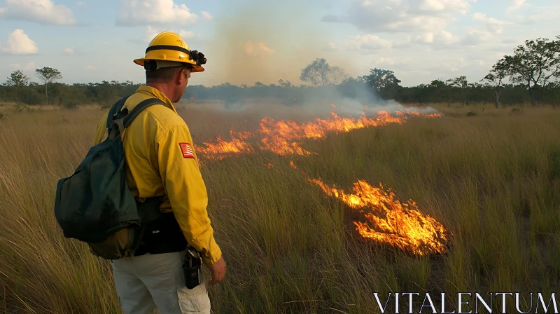 Grassland Controlled Burn Supervised by Firefighter AI Image