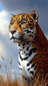 Leopard Portrait Against Cloudy Sky