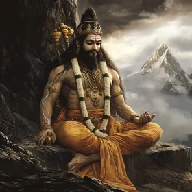 Serene Man in Meditation Mountain Vista