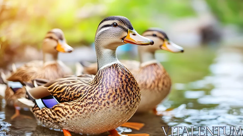 Ducks Paddling in Serene Water AI Image