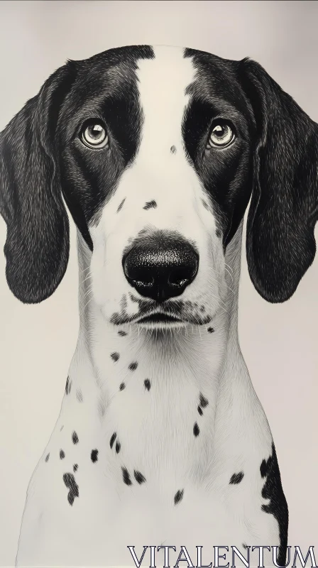 Black and White Canine Art AI Image