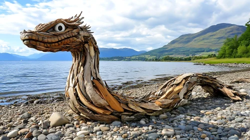 Wooden Nessie on Pebble Beach