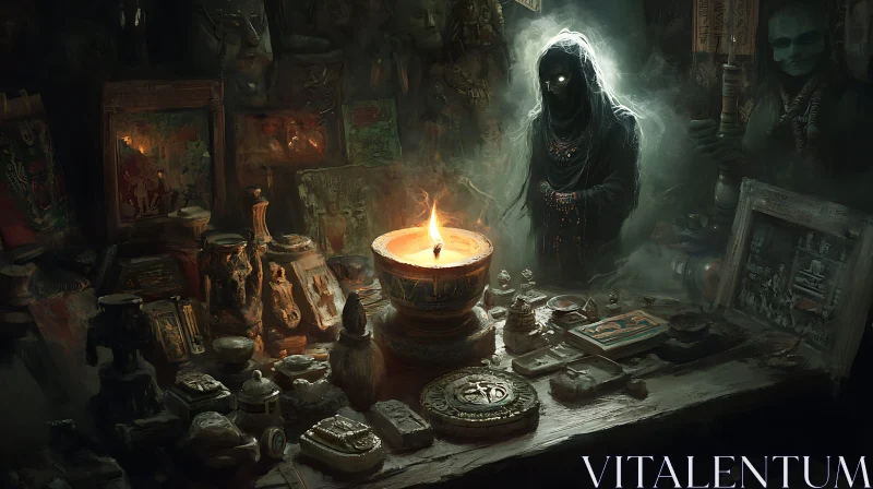 Mystic Still Life with Candlelight AI Image