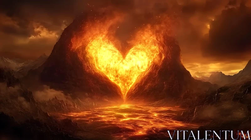 Scorching Heart Volcano AI Image