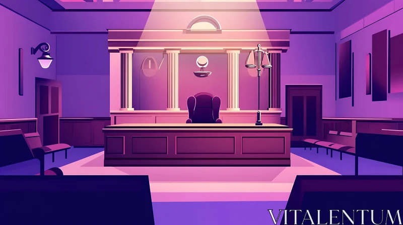 AI ART Purple Courtroom Scene