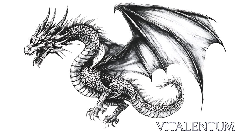 AI ART Detailed Dragon Drawing