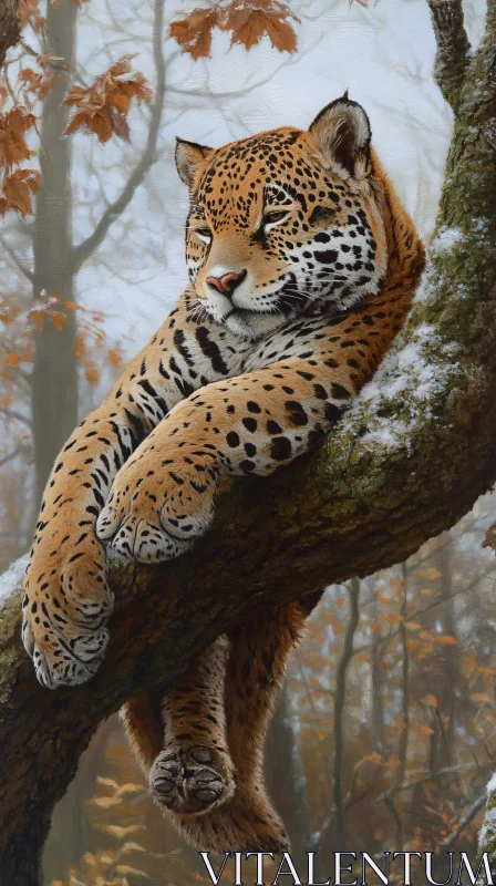 Tranquil Leopard on Tree AI Image