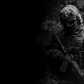 Tactical Warrior in Black and White