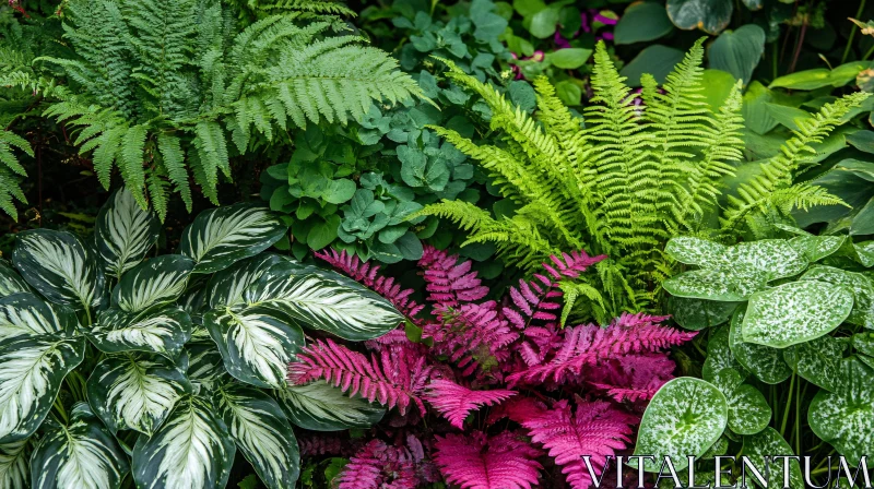 AI ART Diverse Foliage and Ferns in a Vibrant Garden