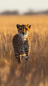 Cheetah Amidst Savannah Grasses