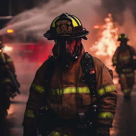 Heroic Firefighter in Action