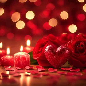 Still Life with Roses, Hearts and Candles