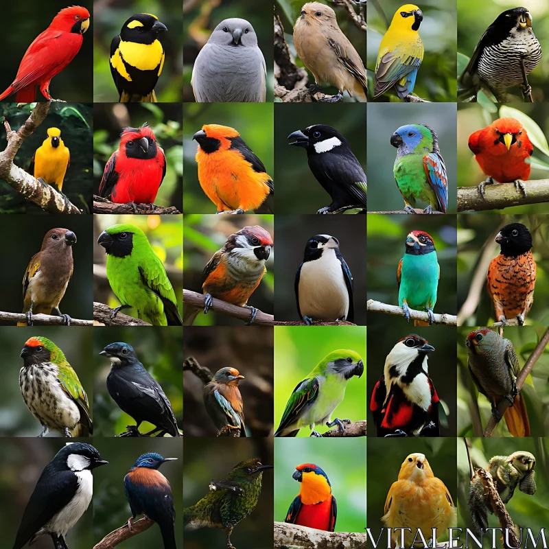 Chromatic Birds: A Tapestry of Feathers AI Image