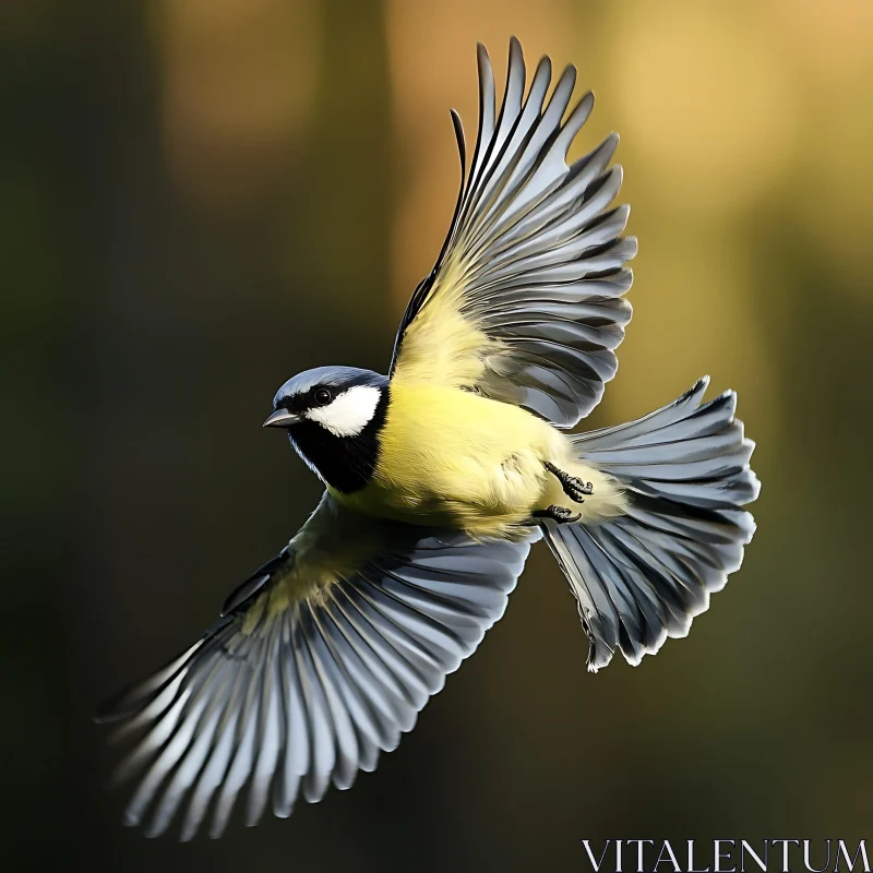 Bird in Flight with Spread Wings AI Image