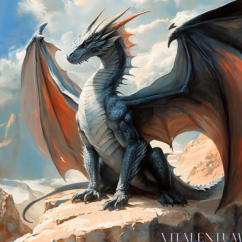 AI ART Fantasy Dragon on Mountain Peak