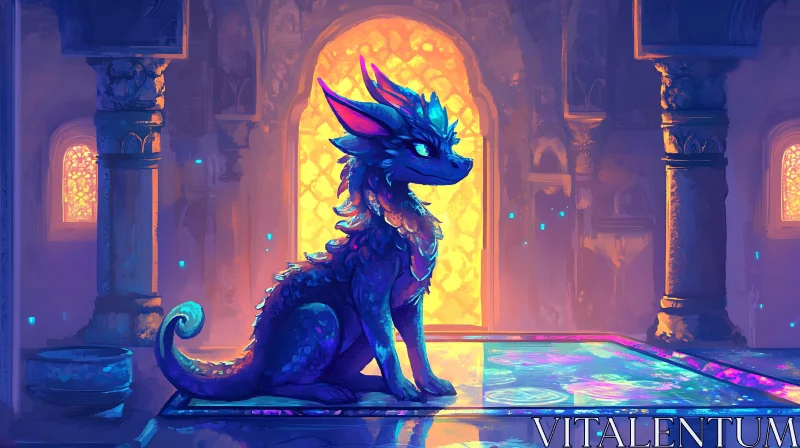 AI ART Fantasy Dragon in Royal Chamber