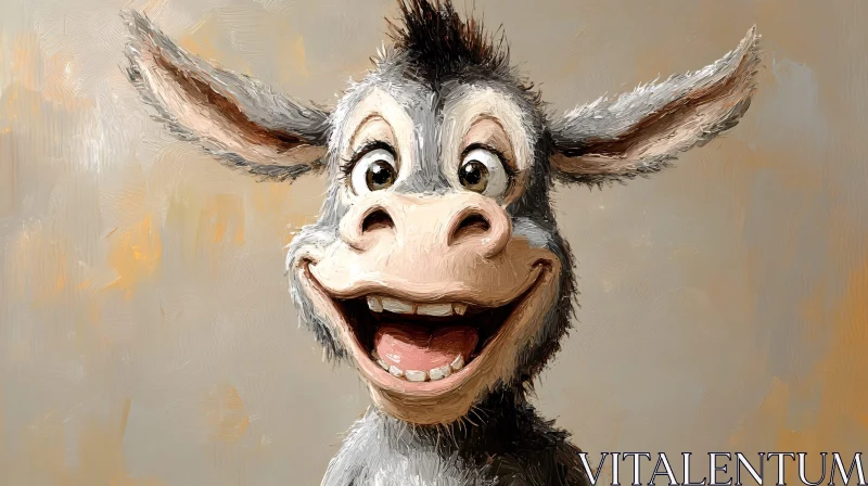 Cheerful Donkey Painting AI Image