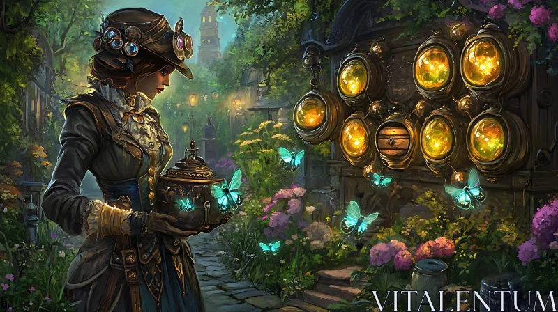 AI ART Luminous Steampunk Garden