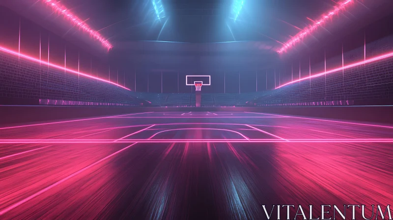 AI ART Futuristic Basketball Court