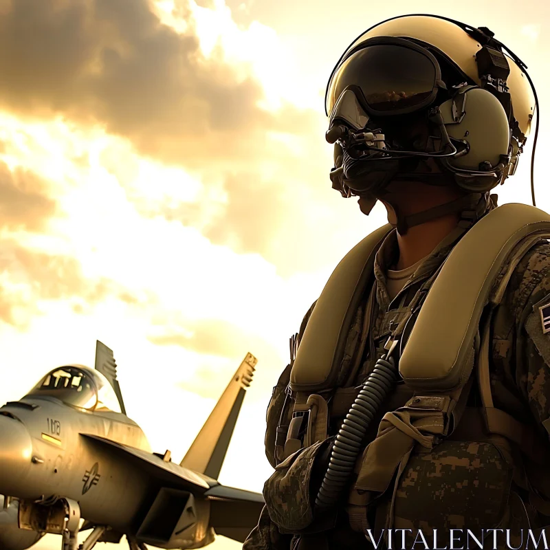 Fighter Pilot Before Takeoff AI Image