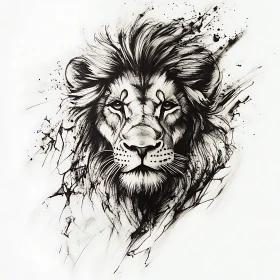 Monochrome Lion Head Art