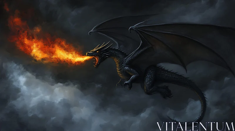 AI ART Fantasy Art of Fire-Breathing Dragon