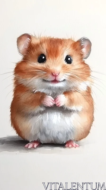 Cute Fluffy Hamster Painting AI Image