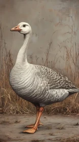 Graceful Goose Standing in Grass