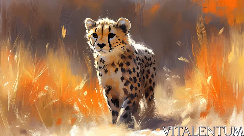 Cheetah in Vibrant Savannah Art AI Image