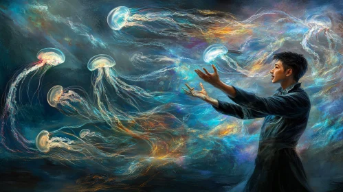 Man and Jellyfish Fantasy Art