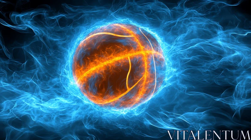 Flaming Basketball Abstract AI Image