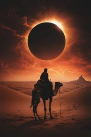 Camel Ride Through Desert Eclipse