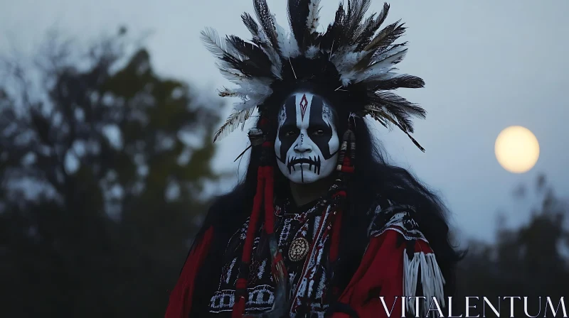 AI ART Indigenous Headdress and Face Paint Ceremony