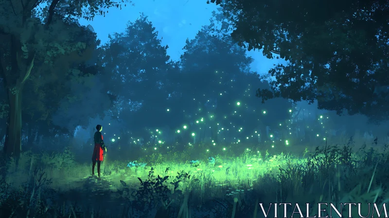 AI ART Fireflies Meadow at Night