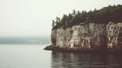 Tranquil Sea View with Misty Cliff