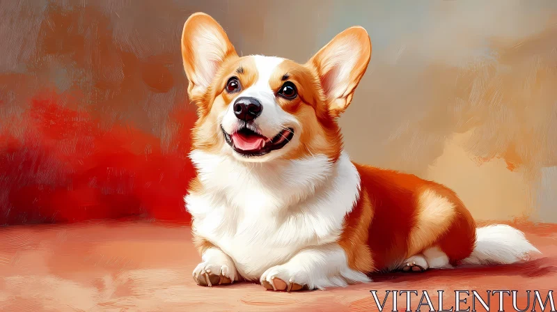 Cute Corgi Lying Down AI Image