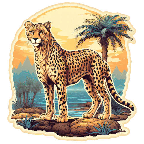 Cheetah on Rock - Digital Art Illustration POD Design