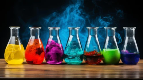 Colorful Beakers with Liquid Smoke: Witchy Academia Still Lifes