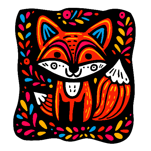 Colorful Cartoon Fox Design for Apparel and Merchandise POD Design