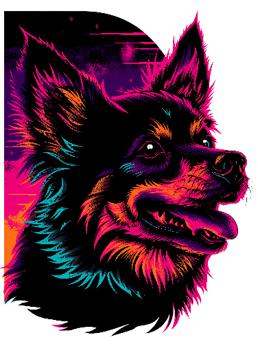 POD Design Colorful Dog Head Illustration for T-Shirt Printing