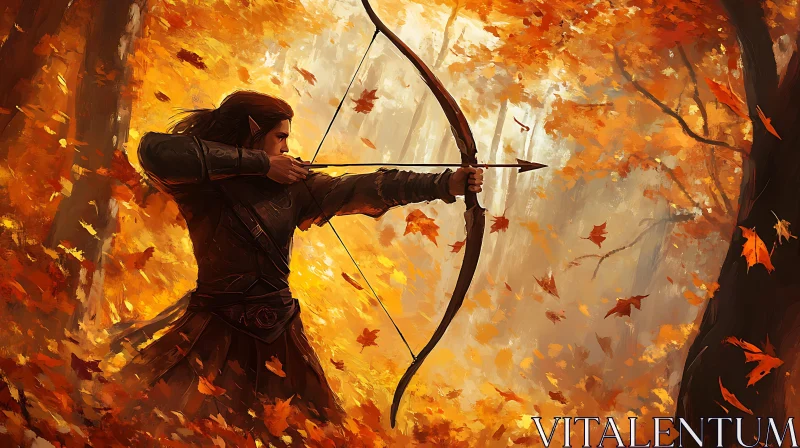 AI ART Autumnal Archer: An Elven Hunt