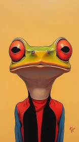 Vivid Frog Art with Human Posture